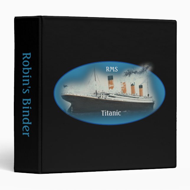 Titanic Black Maritime White Star Line Ship 3 Ring Binder (Front/Spine)
