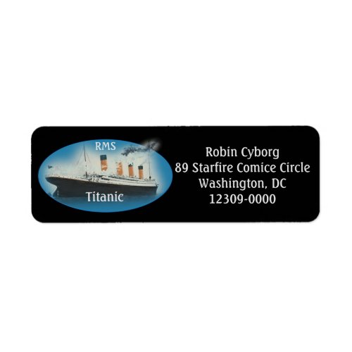 Titanic Black Maritime White Star Return Address Label