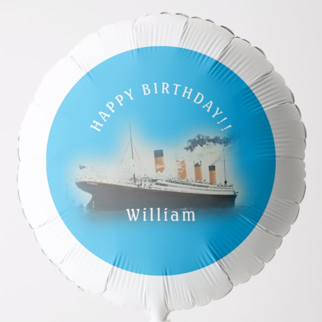 Titanic Blue Birthday White Star Line Ship Balloon (Front)