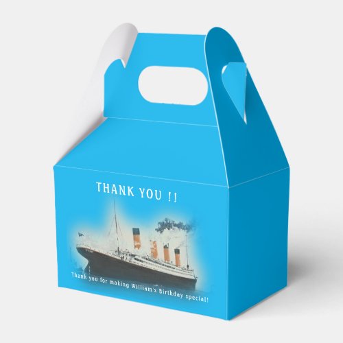 Titanic Blue Birthday White Star Line Ship Favor Boxes