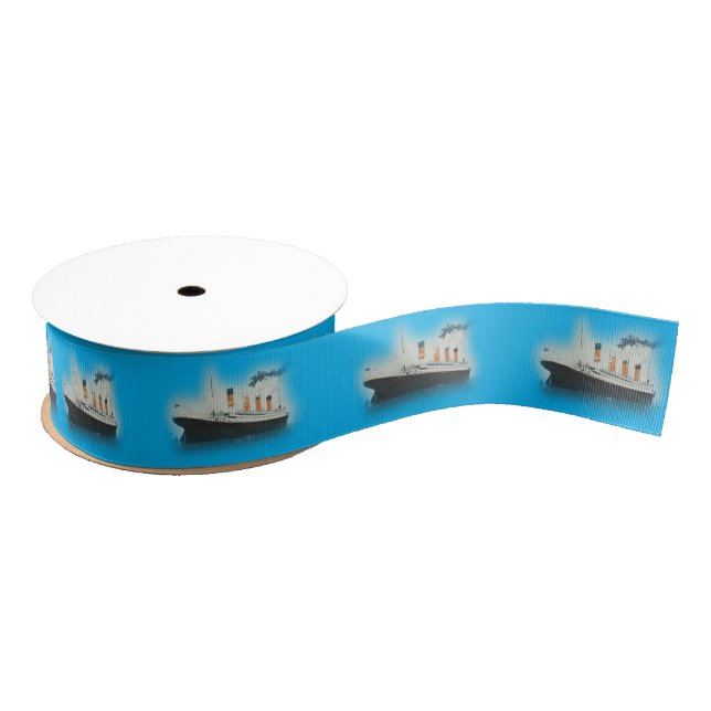 Titanic Blue Ship Grosgrain Ribbon (Spool)