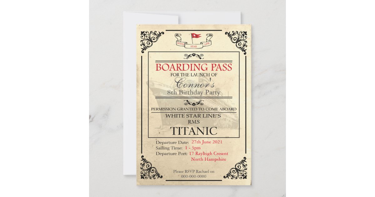 Titanic Theme Naval Birthday Party Invitation Cake and Decor