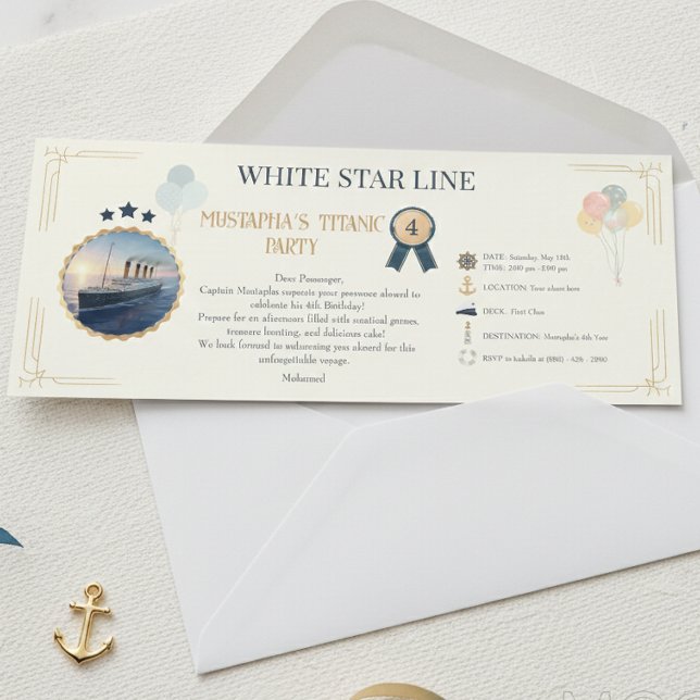 Titanic Boarding Pass Party Invitation (Creator Uploaded)