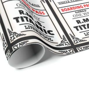 Titanic Boarding Pass Vintage Ocean Liner Print Wrapping Paper