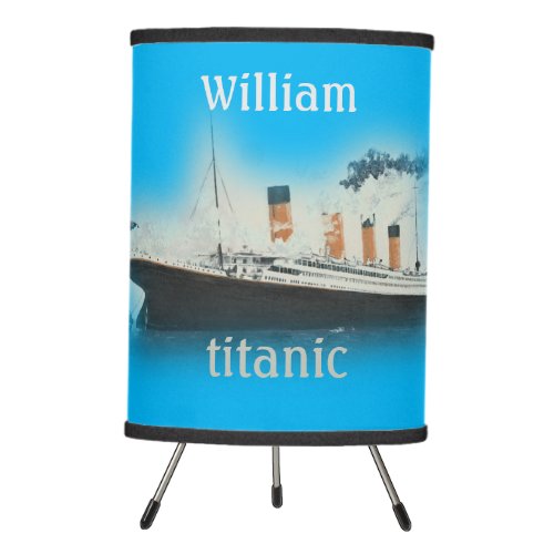 Titanic Bright Blue White Star Line Ship Tripod Lamp