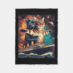 Titanic Cats Funny Tee Fleece Blanket