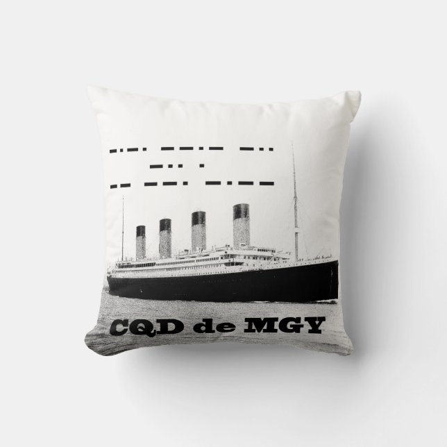 Titanic CQD de MGY Wireless Distress Signal Throw Pillow (Front)