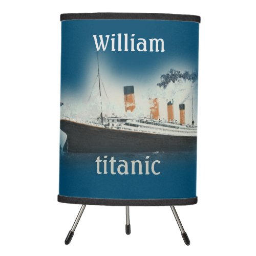 Titanic Dark Blue White Star Line Ship Tripod Lamp