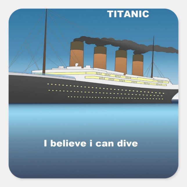 titanic dive square sticker (Front)