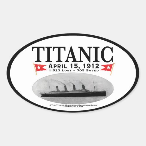 Titanic Ghost Ship Oval Stickers black border
