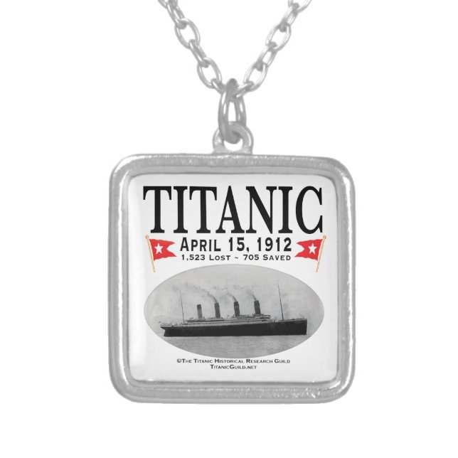 Titanic Ghost Ship Silver Plated Necklace (white) (Front)