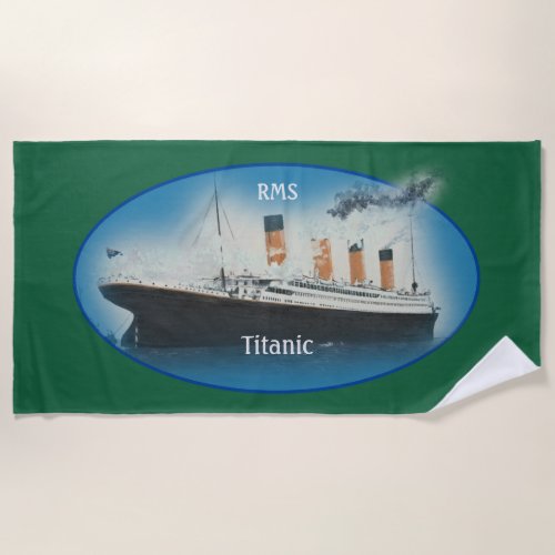 Titanic Green Maritime White Star Line Ship Beach Towel