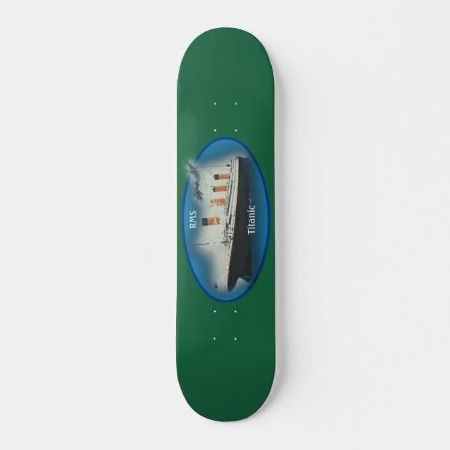 Titanic Green Maritime White Star Line Ship Skateboard (Front)