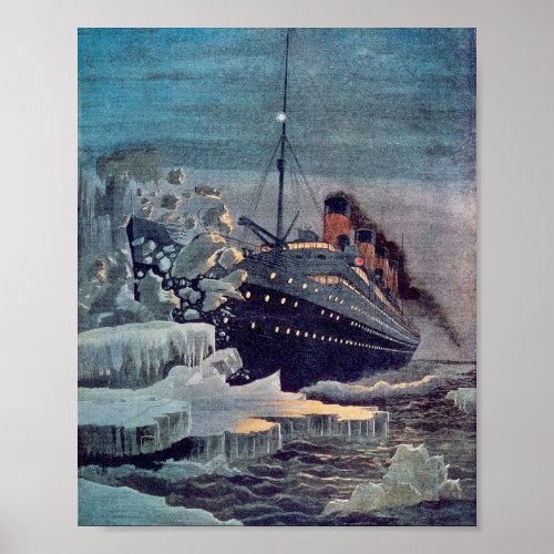 Titanic Hits Iceberg Poster