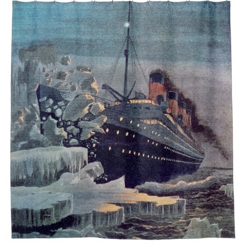 Titanic Hits Iceberg Shower Curtain