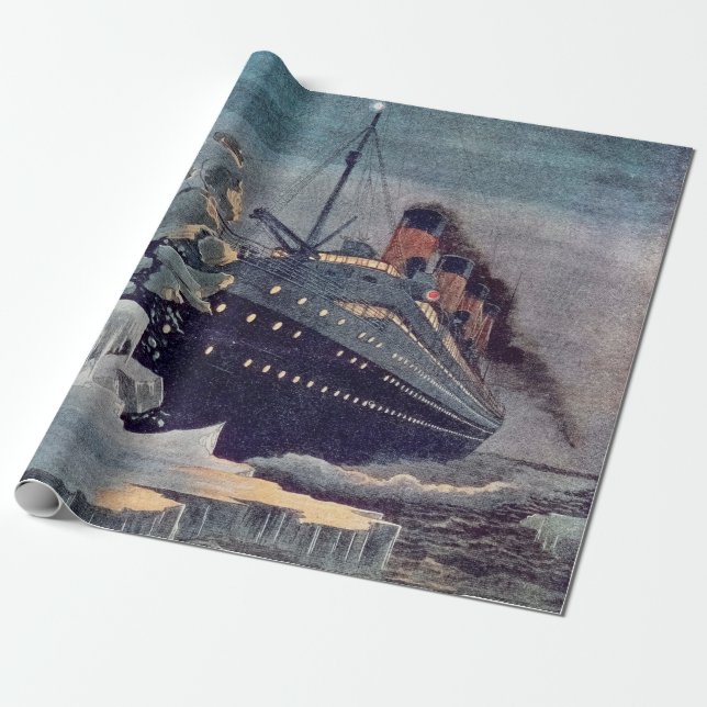 Titanic Hits Iceberg Wrapping Paper (Unrolled)