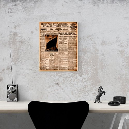Titanic Is Reported Sinking Vintage Newspaper  Poster
