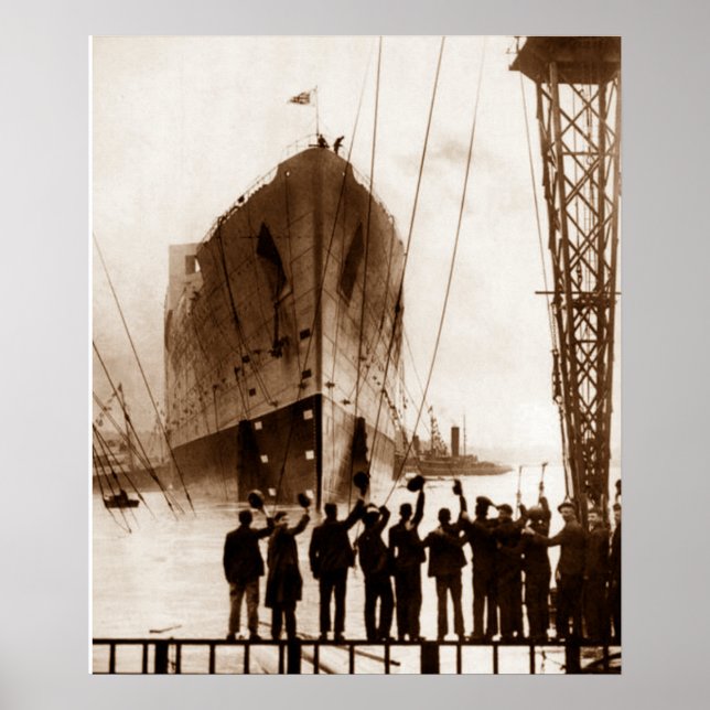 Titanic Launch Circa Sepia 1912 Poster (Front)