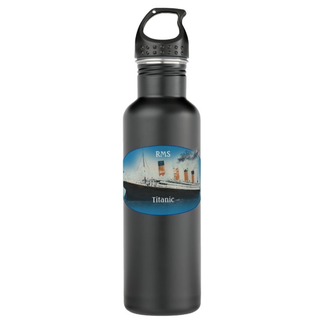Titanic Maritime Blue Ship Stainless Steel Water Bottle (Front)