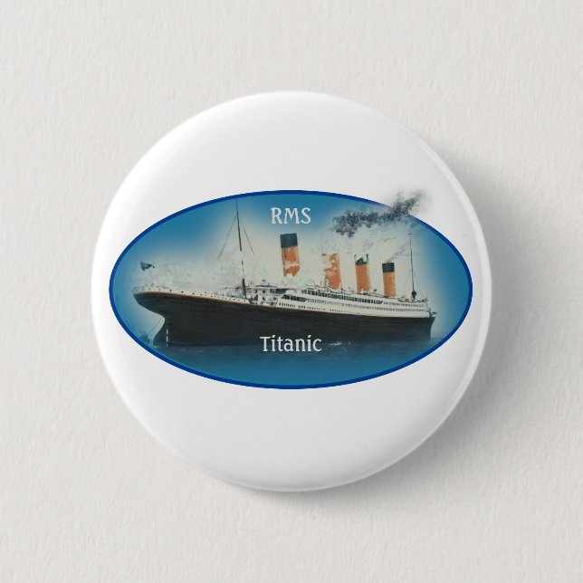 Titanic Maritime Blue White Star Line Ship Button (Front)
