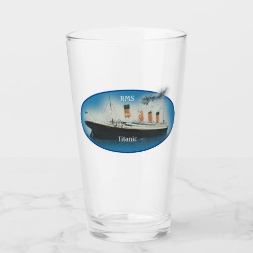 Titanic Maritime Blue White Star Line Ship Glass