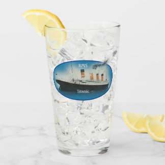 Titanic Maritime Blue White Star Line Ship Glass
