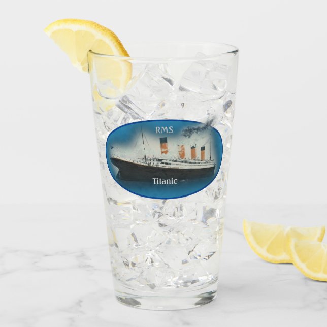 Titanic Maritime Blue White Star Line Ship Glass (Front Ice)