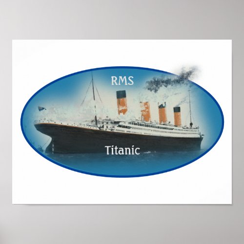 Titanic Maritime Blue White Star Line Ship Poster