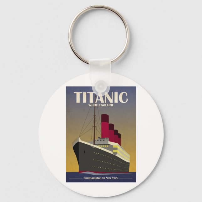 Titanic Ocean Liner Art Deco Print Keychain (Front)