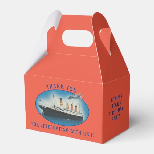 Titanic Orange Birthday Ship Favor Boxes