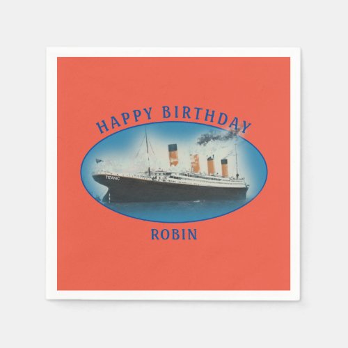 Titanic Orange Birthday Ship Napkins