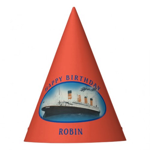 Titanic Orange Birthday Ship Party Hat