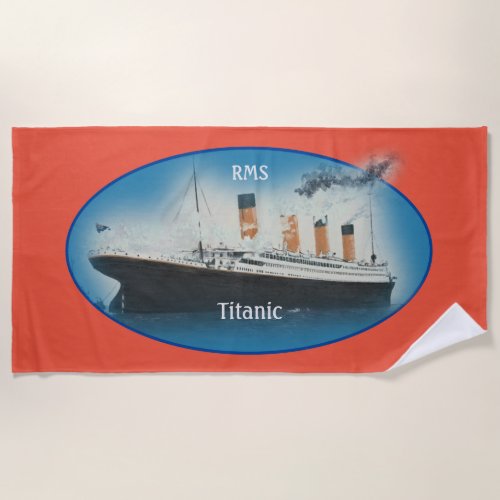 Titanic Orange Maritime White Star Line Ship Beach Towel