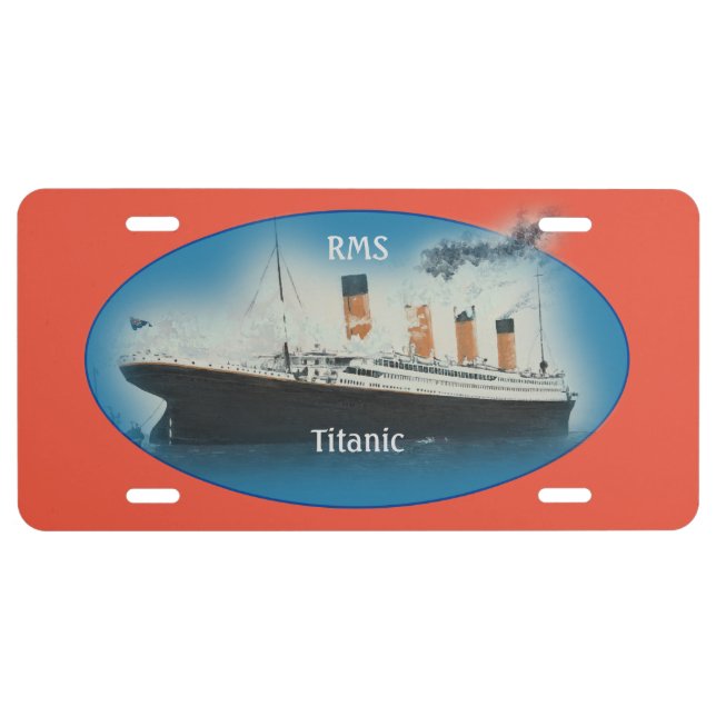 Titanic Orange Maritime White Star Line Ship License Plate (Front)