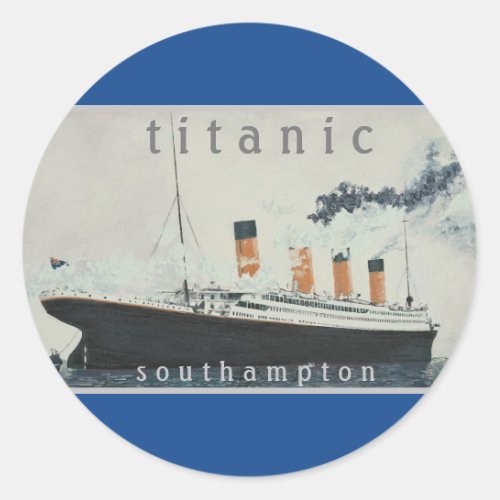 TITANIC Party Blue Vintage White Star Line Ship Classic Round Sticker