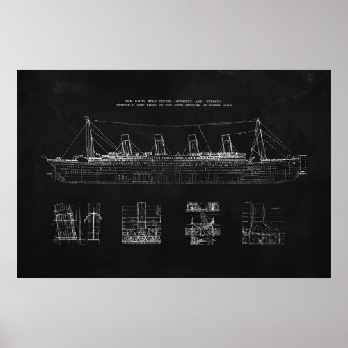 Titanic Poster _ Blueprint Art Patent Ship