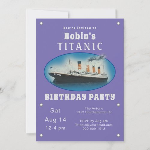 Titanic Purple Birthday Invitation