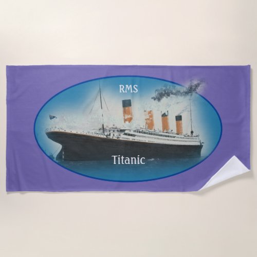 Titanic Purple Maritime White Star Line Ship Beach Towel