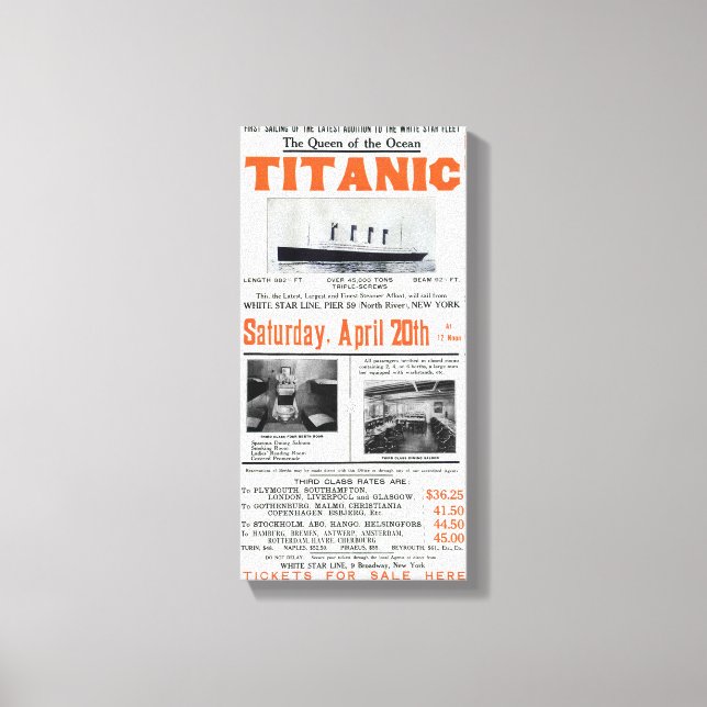 Titanic Queen Of The Ocean - White Star Line Canvas Print (Front)