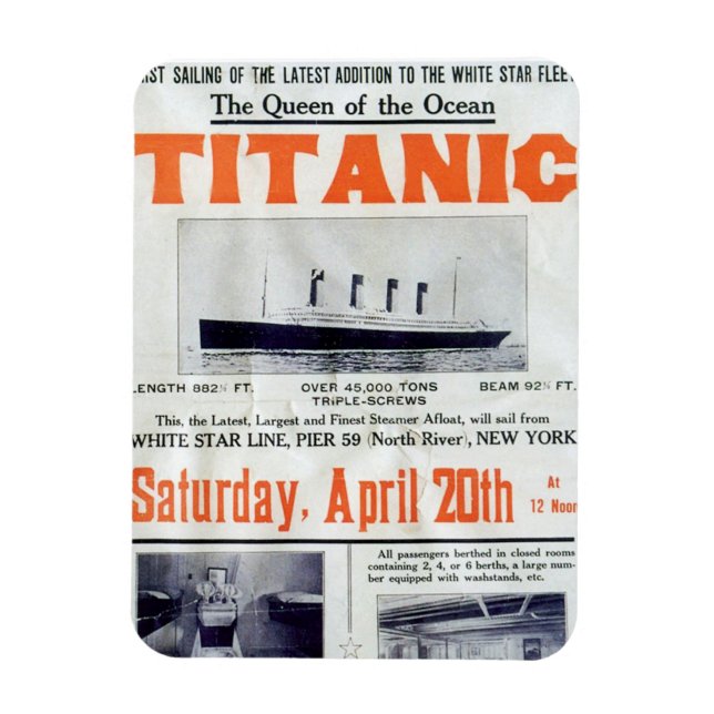 Titanic Queen Of The Ocean - White Star Line Magnet (Vertical)