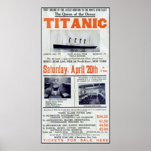 Titanic Queen Of The Ocean _ White Star Line Poster