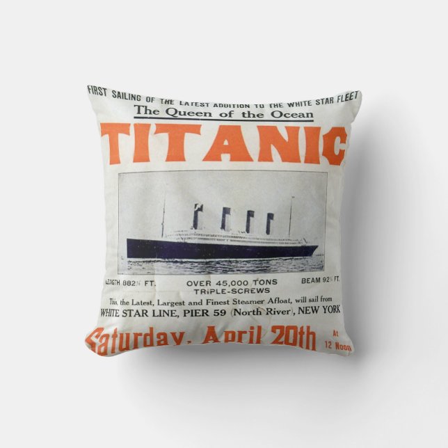 Titanic Queen Of The Ocean - White Star Line Throw Pillow (Front)