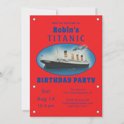 Titanic Red Birthday Invitation