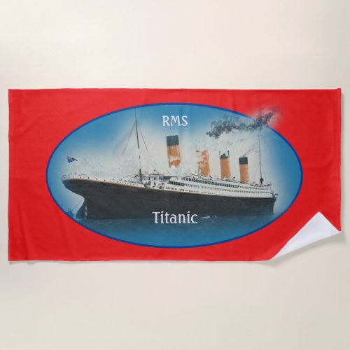 Titanic Red Maritime White Star Line Ship  Beach Towel