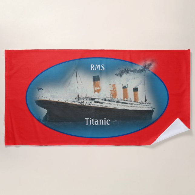 Titanic Red Maritime White Star Line Ship  Beach Towel (Front)