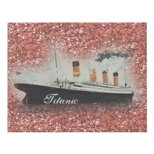 Titanic Rose Gold Glitter White Star Line Ship Faux Canvas Print