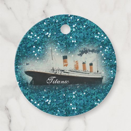 Titanic Sapphire Glitter Glam White Star Line Ship Favor Tags