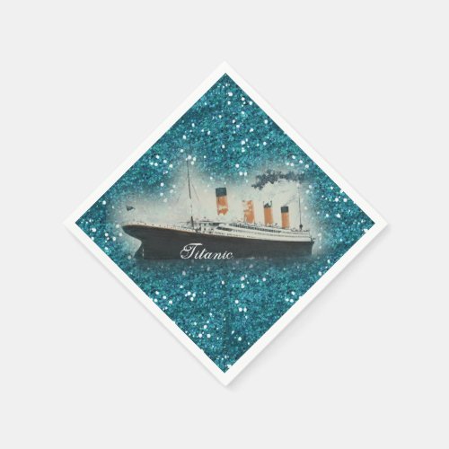 Titanic Sapphire Glitter Glam White Star Line Ship Napkins