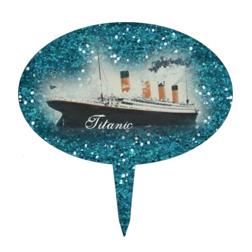 Titanic Sapphire Glitter White Star Line Ship Cake Topper