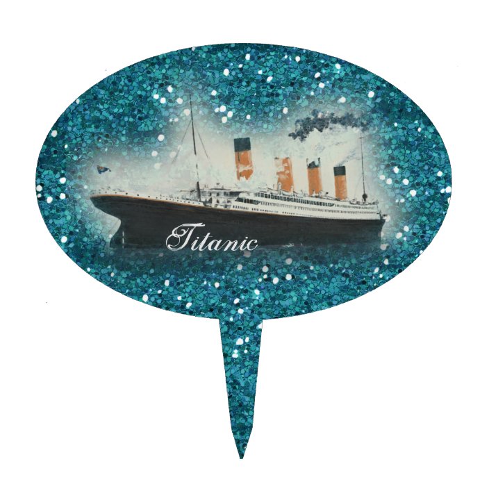 Titanic Sapphire Glitter White Star Line Ship Cake Topper Zazzle Com